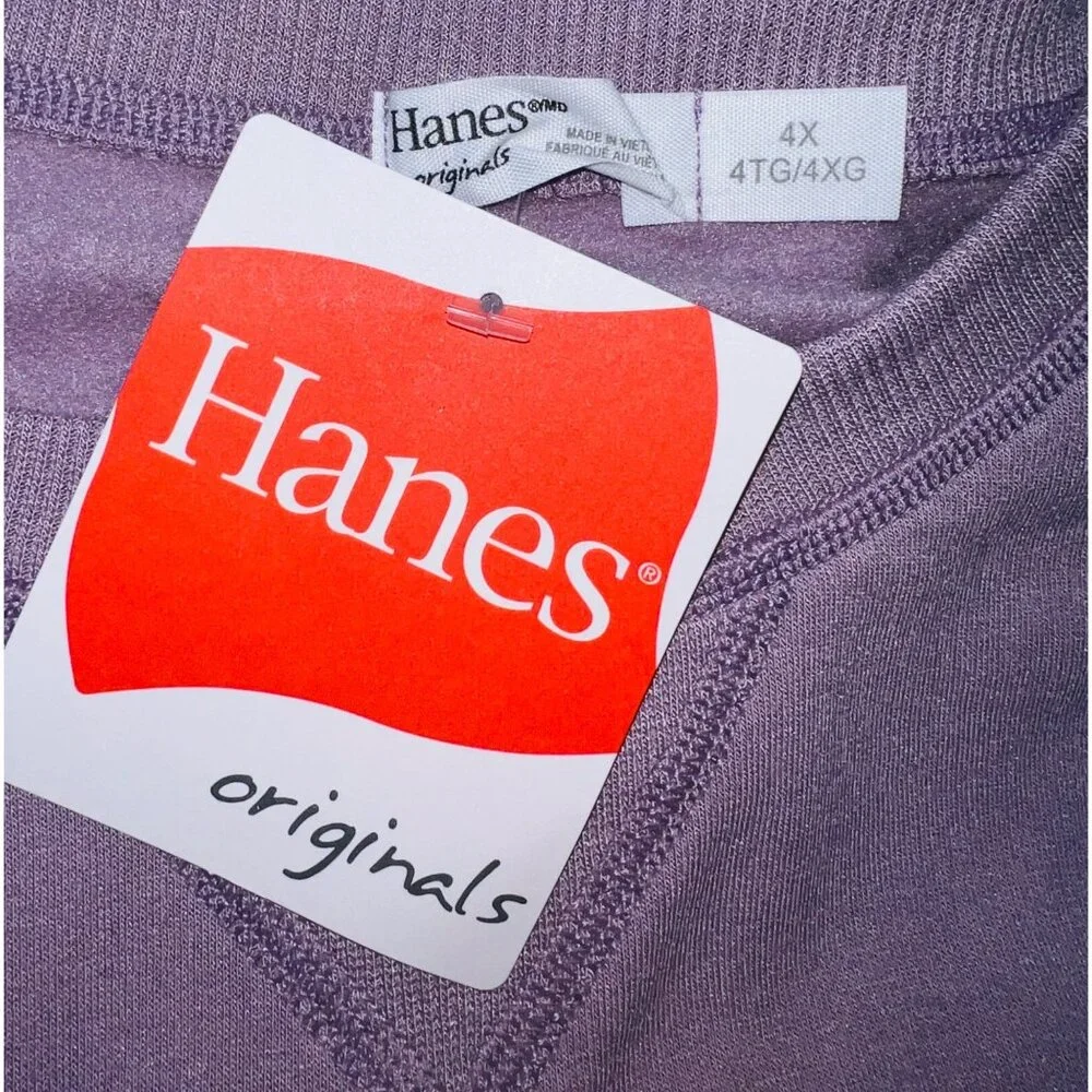 Hanes Originals Lavender 3/4 Sleeve Pullover Sweatshirt 4X Relaxed Fit Soft - Picture 3 of 5
